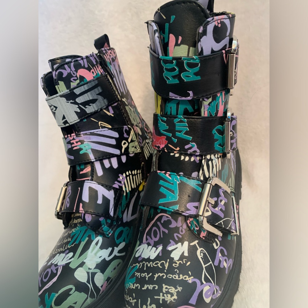 Very colorful Yoki Graffiti ankle boots size 6 - Picture 5 of 8